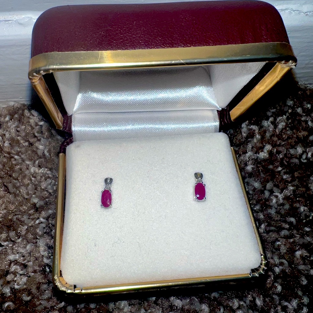 White Gold Ruby Earrings
